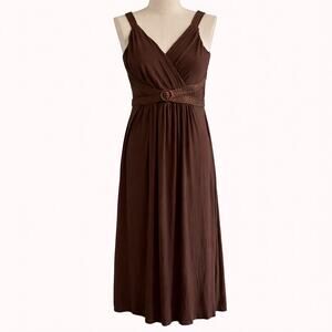 Vintage 2000s Kaelyn-Max Y2K Brown Midi Braided Fairy Tank Dress Boho Romantic